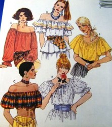 4897 EZ McCalls  OFF SHOULDER OR NOT PEASANT TOP LENGTHS PATTERN 6-8 or 10,12  or 14-16 choice uncut